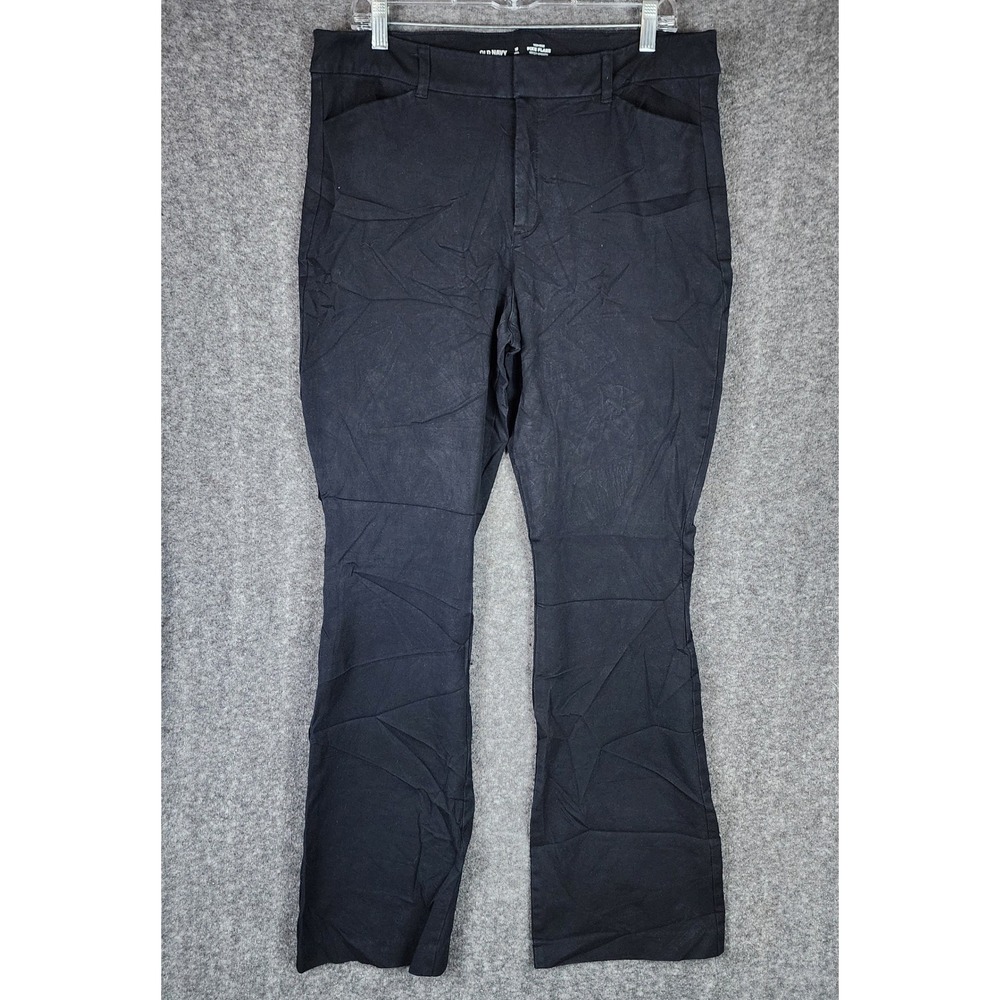 Old Navy Pants Womens 16 Tall Pixie Flare Black High Rise Stretch EUC